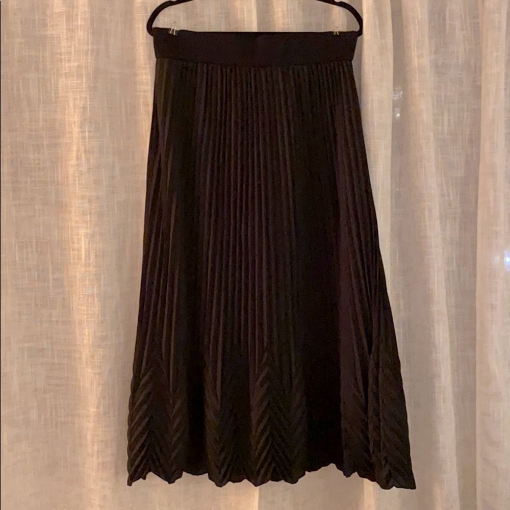 Floor-length A-line pleated black skirt